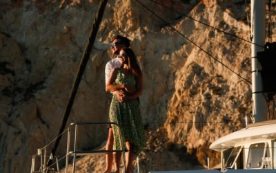 Sunset Sailing Wedding Proposal In Santorini